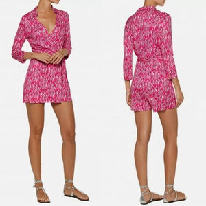 Diane von Furstenberg DVF Fuschia wrap romper Size 2 Pink